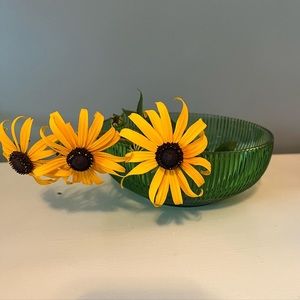 Vintage MCM Emerald Green Ribbed Dish